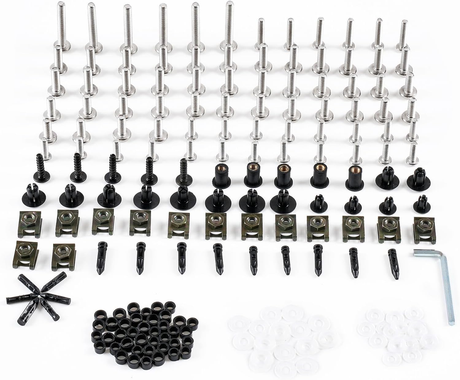 Motorcycle Fairing Complete Bolts Kit Stainless Steel Screws for Kawasaki ZX-9R ZX9R 1998 1999 2000 2001 Aluminum Fasteners Hardware Clips (Silver)