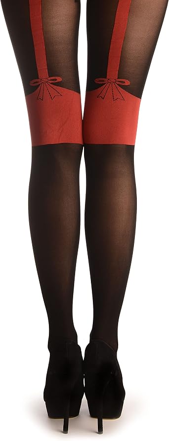 Black With Red Faux Suspenders \u0026 Bow 