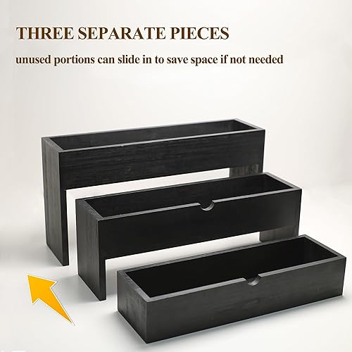 Miniatura 3 de Organizador de jarabe de café de madera negra, soporte de botella separado de 3 niveles para barra de café, soporte de almacenamiento de 12 botellas