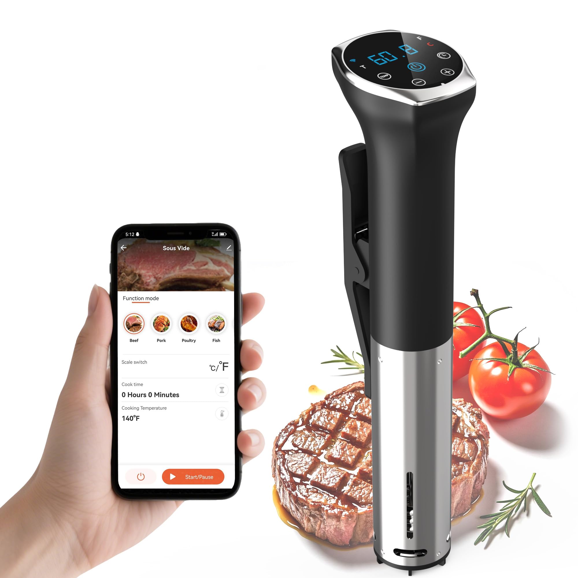 Karinear Sous Vide Garer Mit App Steuerung - 1400W WiFi Sous Vide Stick