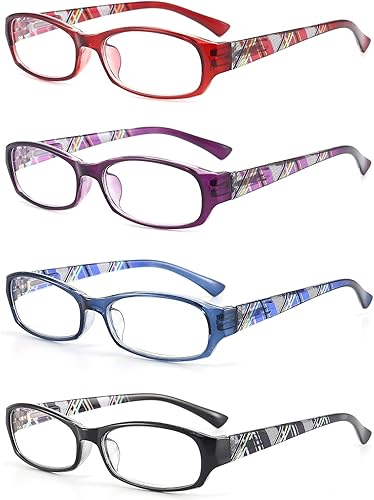 Miniatura 2 de Gafas de lectura para mujer y hombre, bloqueo de luz azul, 4 pares de lectores de computadora para mujer + 1.25 anteojos coloridos de calidad ligera