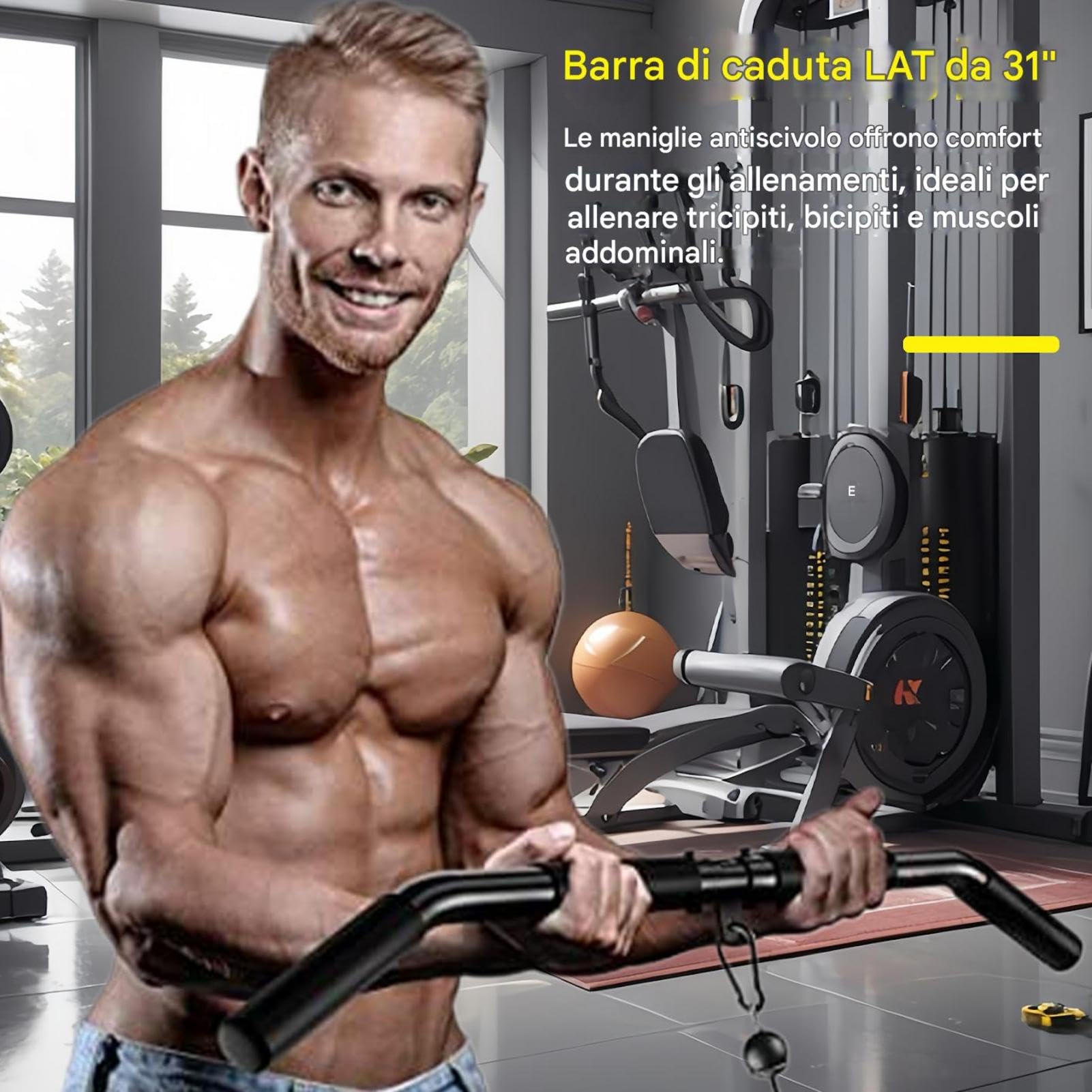 Barra a discesa LAT, TRICEP POLL DOWN ALLEDMENT Barra di tricipite 31 | per palestra domestici per interni o esterni, allenamento, allenamento