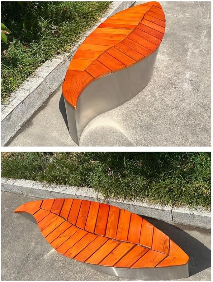 Outdoor Bench, Stainless Steel Park Bench - Outdoor Garden Leaf Design Seat Garden Bench(Multi-Colored)