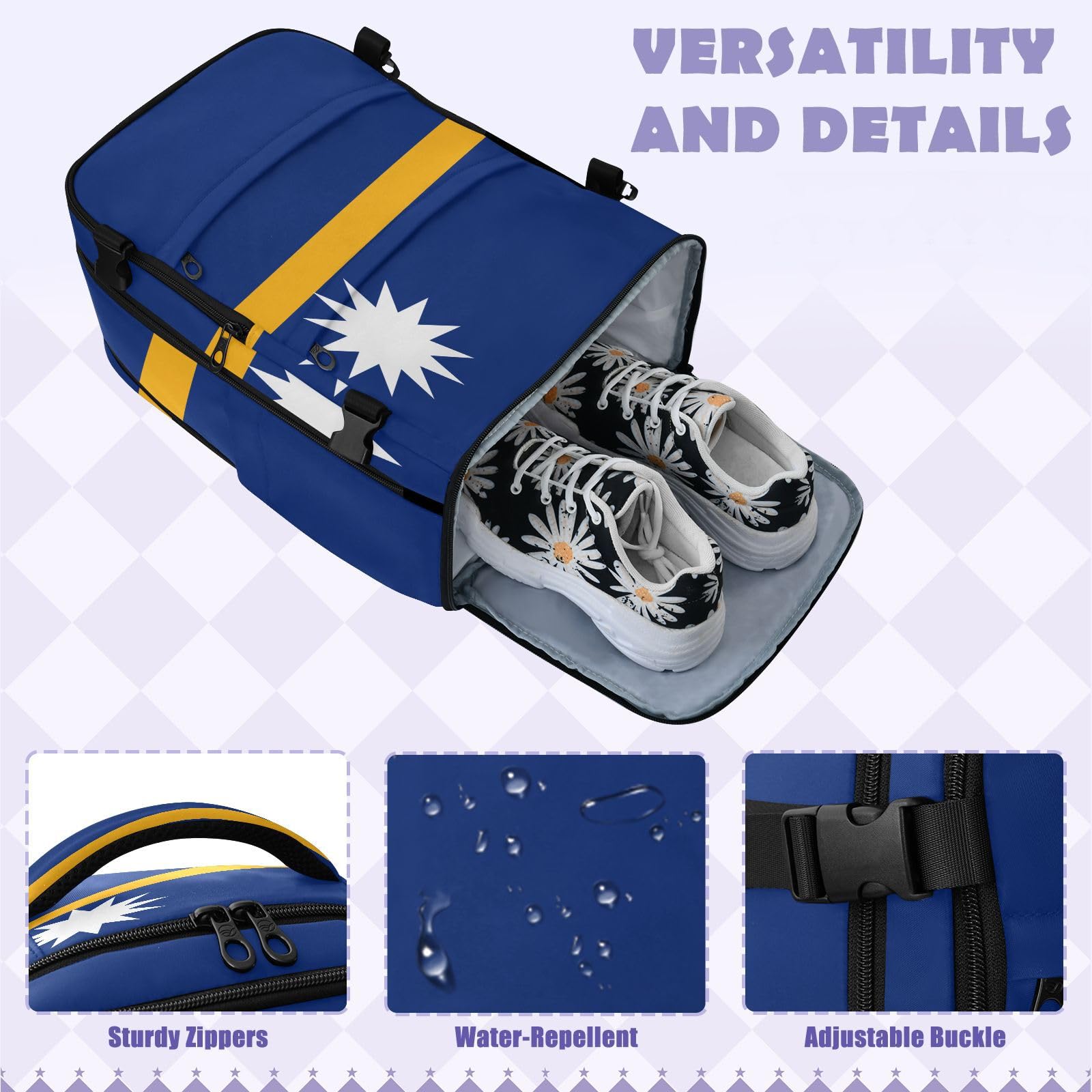 GuoChe Zaino impermeabile per laptop da 16 pollici con scomparto per scarpe indipendente per studenti universitari, Bandiera nazionale di Nauru, One Size, Zaini multiuso di base