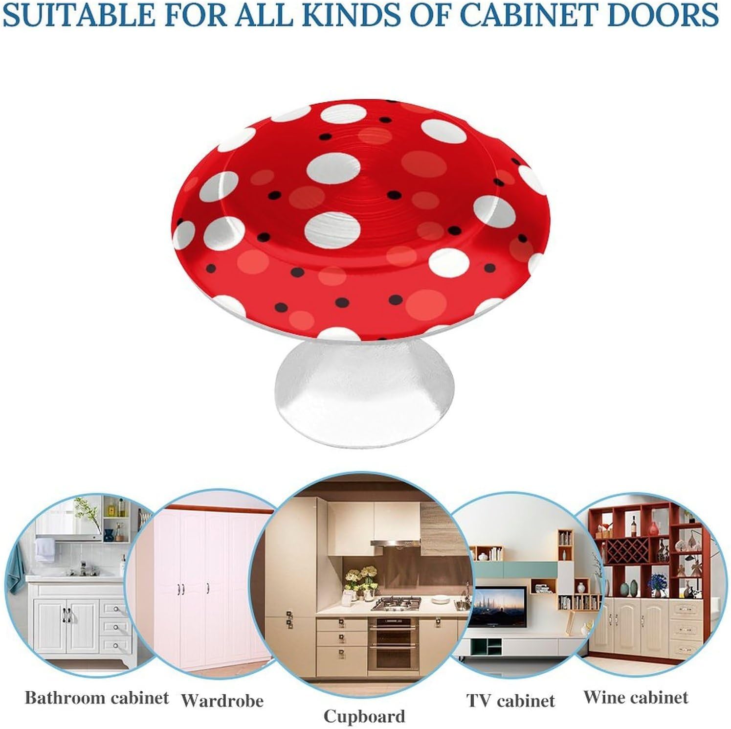 Cabinet Handles Round Drawer Pulls Red White Polka Dot Dresser Knobs for Cabinets and Drawers Handle Kitchen Cabinet Pulls for Bathroom Cupboard Drawers Cabinet Pulls for Kitchen Door