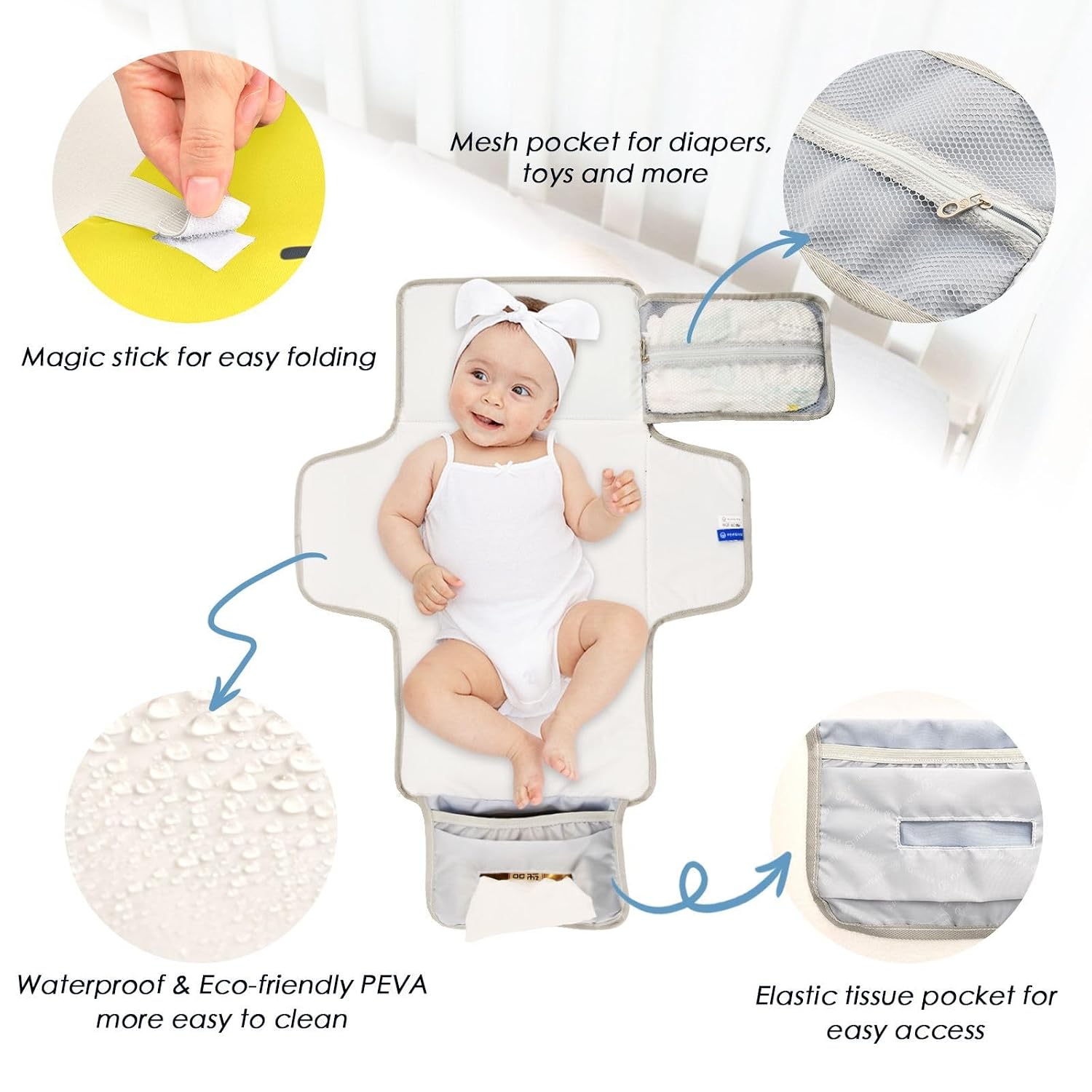Foliage Drawing Yellow Portable Diaper Changing Pad image 3