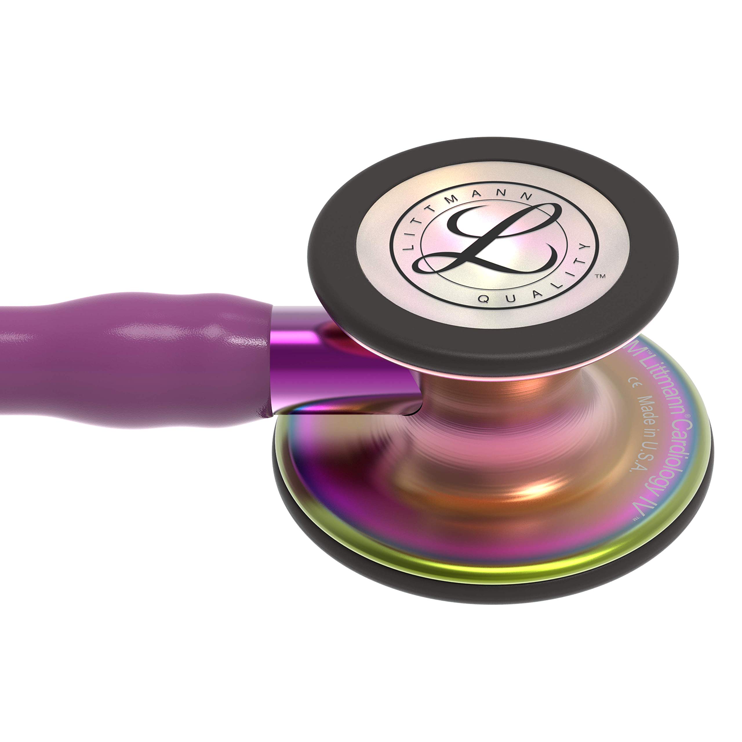 3M Littmann Cardiology IV Estetoscopio con Grabado Gratuito y Linterna Pupilar de Regalo (Ciruela/Rainbow Edition/Violet Stem)