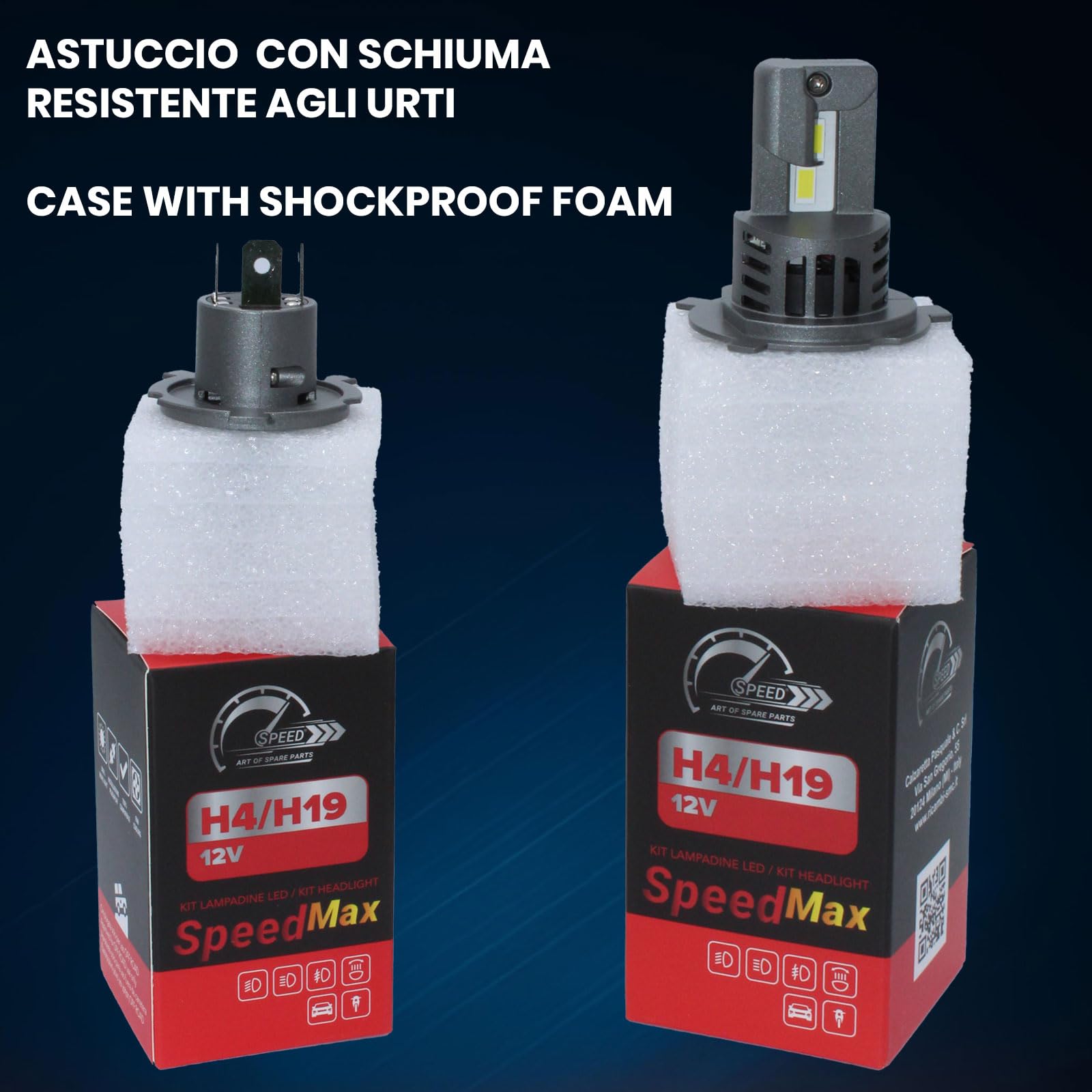 SpeedMax Lampadine Led con ventola per auto e moto H4 H19 6500K Plug & Play per Fari a Parabola +200% OFF ROAD