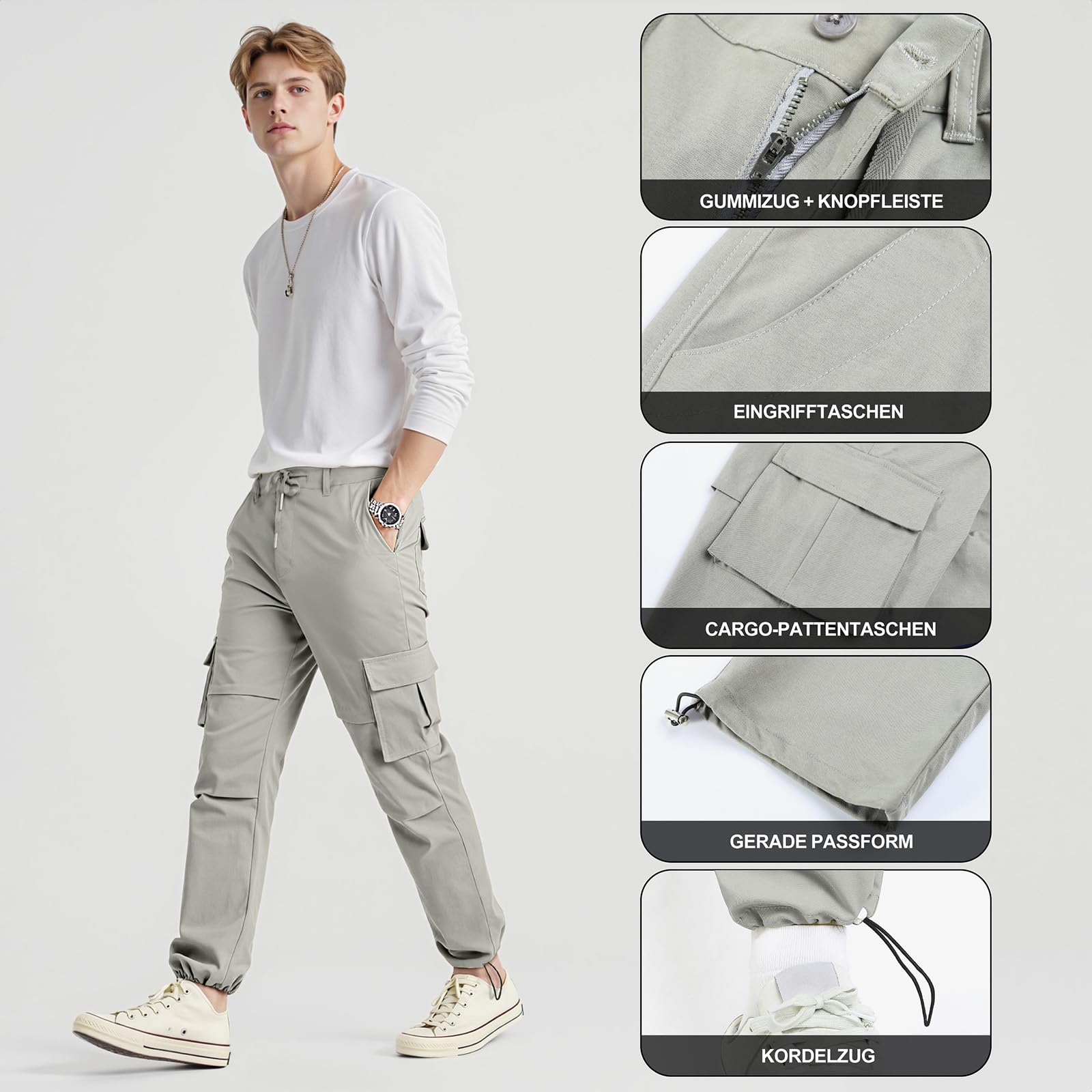 GINGTTO Pantaloni Cargo Uomo Slim Fit Elasticizzati Pantalones Stretch Joggers Pants Impermeabili Multitasche