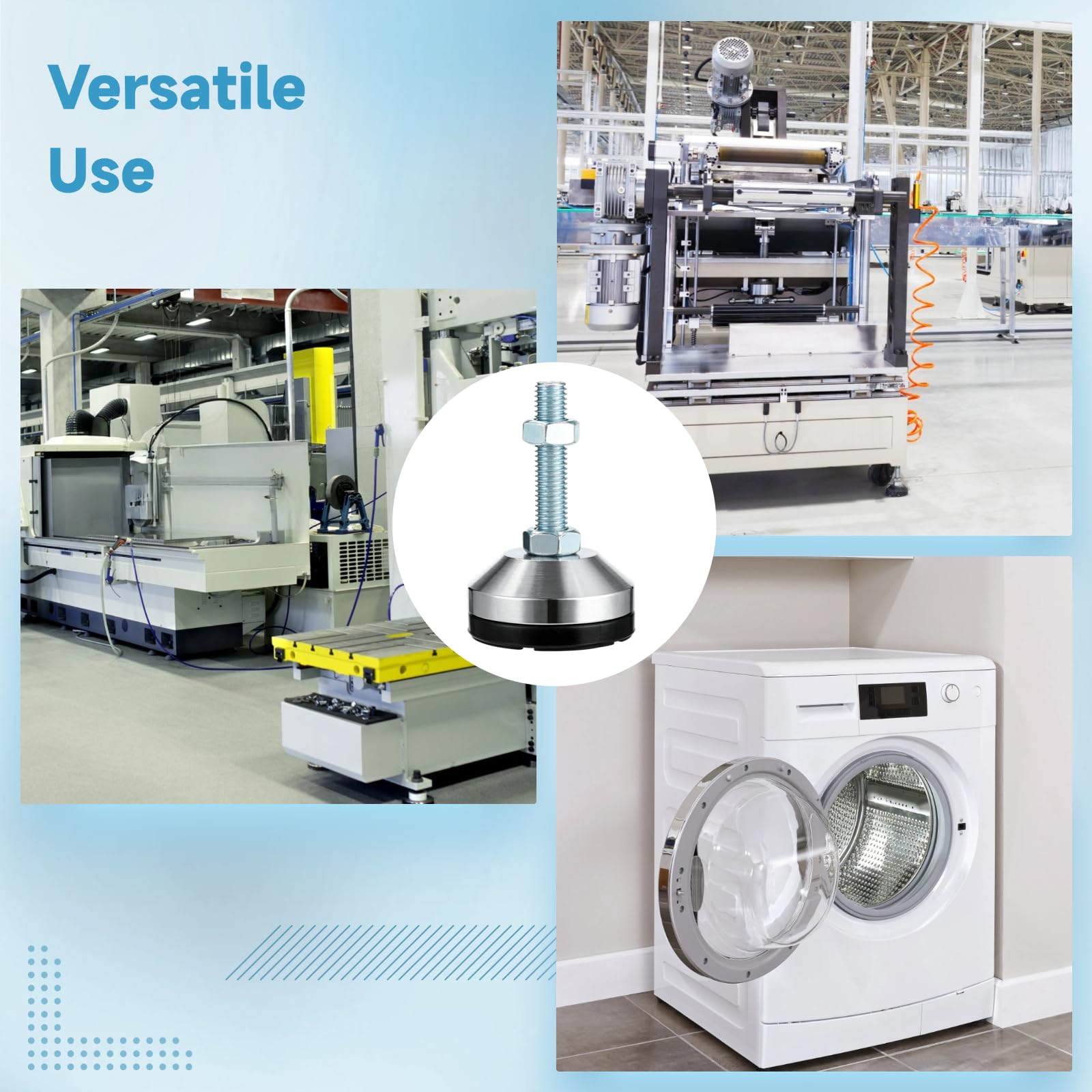 4 piedini di livellamento resistenti, livellatore regolabile M12, base in gomma antivibrazione da 6 cm, capacità di carico 500 kg, livellatore per gambe in acciaio al carbonio per banco da