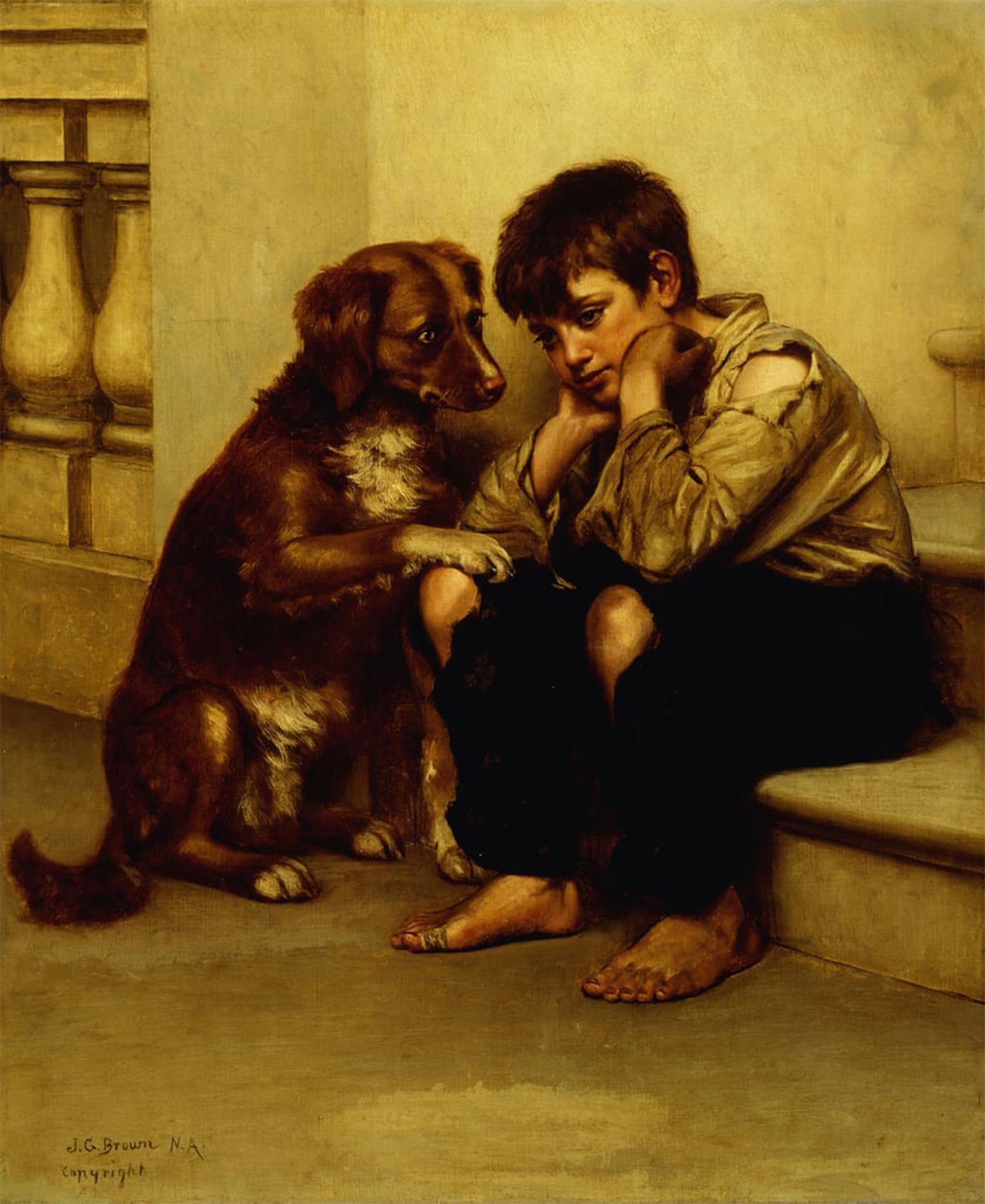 SERENDIPITP Abstract Painting Mural Print Picture Wall Decor Painting Best Friends by George Brown Vintage Wall Artwork for Home Decor 60x90cm