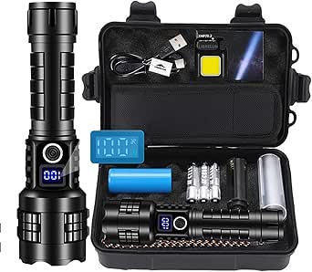 Lampe Torche LED 500000 Lumens Rechargeable USB | Étanche, Super Puissante, Pour Camping Et Extérieur