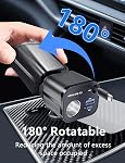 4 in 1 Retractable Car Charger, [60% Smaller] 145W USB C Cigarette Lighter Adapter, Socket Splitter with Retractable Cable&USB-C/A Port, 12V/24V Fast Charging Car Phone Charger for iPhone 17 Pro Max