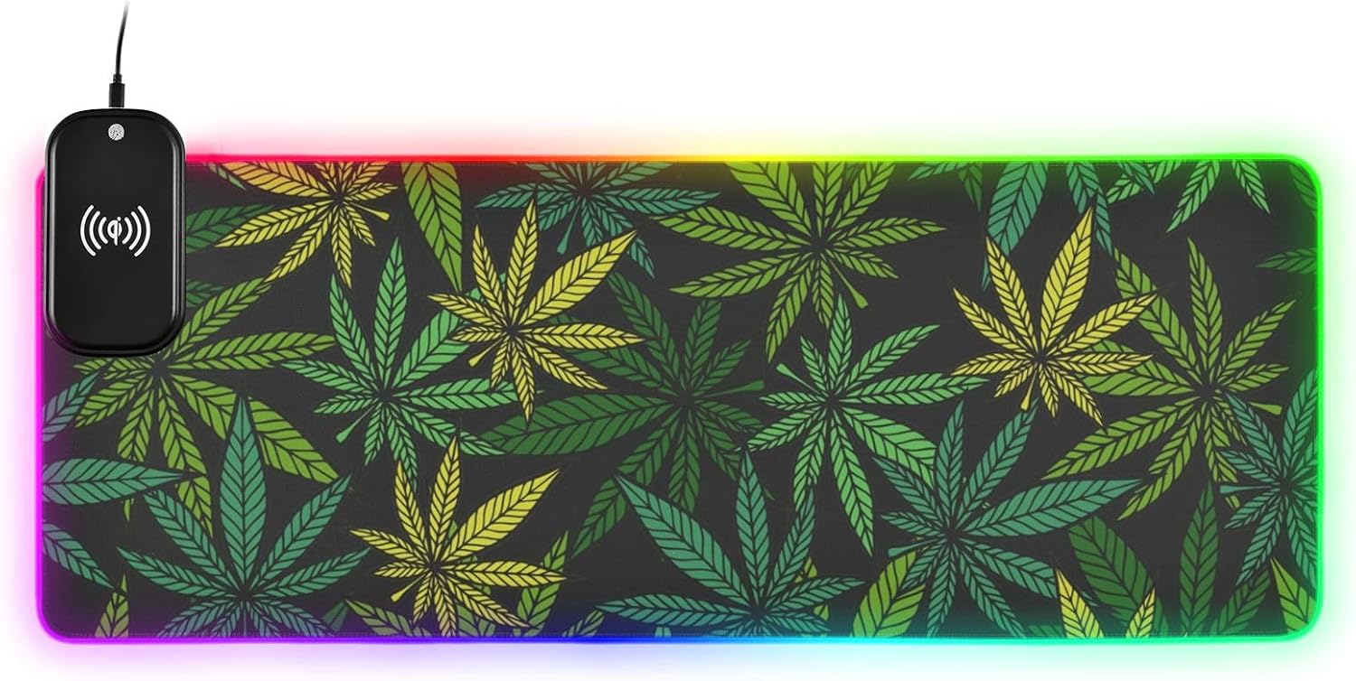 Marijuana Leaf Wireless Charging Mouse Pad for Mobile Phone