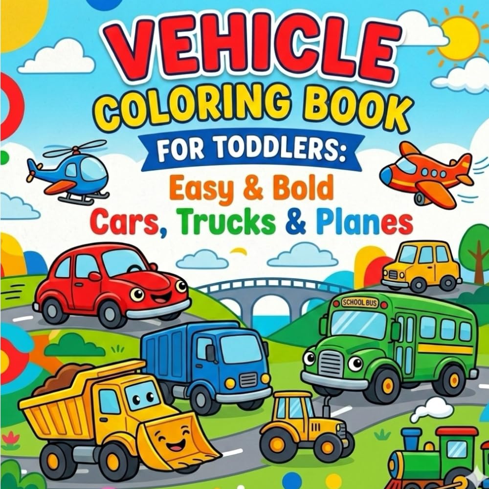 Vehicle Coloring Book for Toddlers: Easy & Bold Cars, Trucks & Planes for Kids Ages 2–4 (My First Vehicle Coloring Series)
