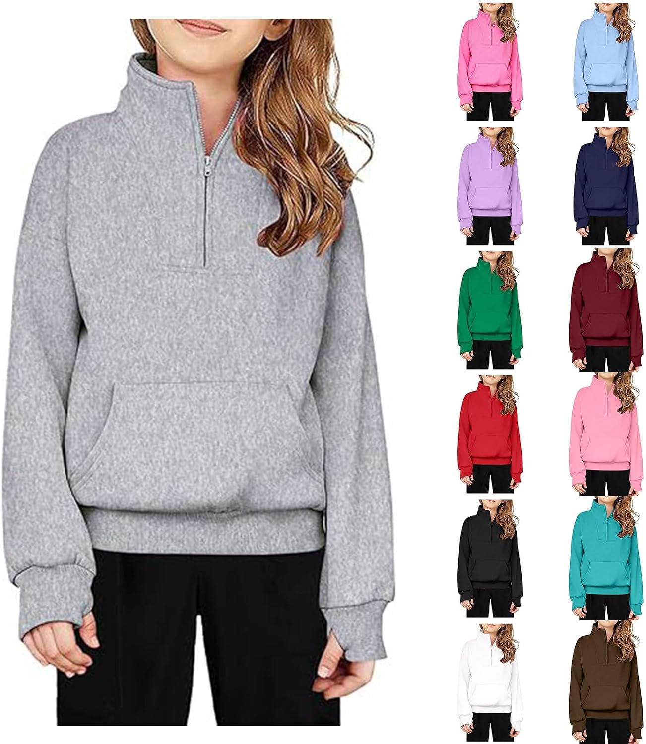 Girls Cropped Sweatshirt Soft Pullover Long Sleeve Shirts with Thumb Hole Fall Tops for Teens