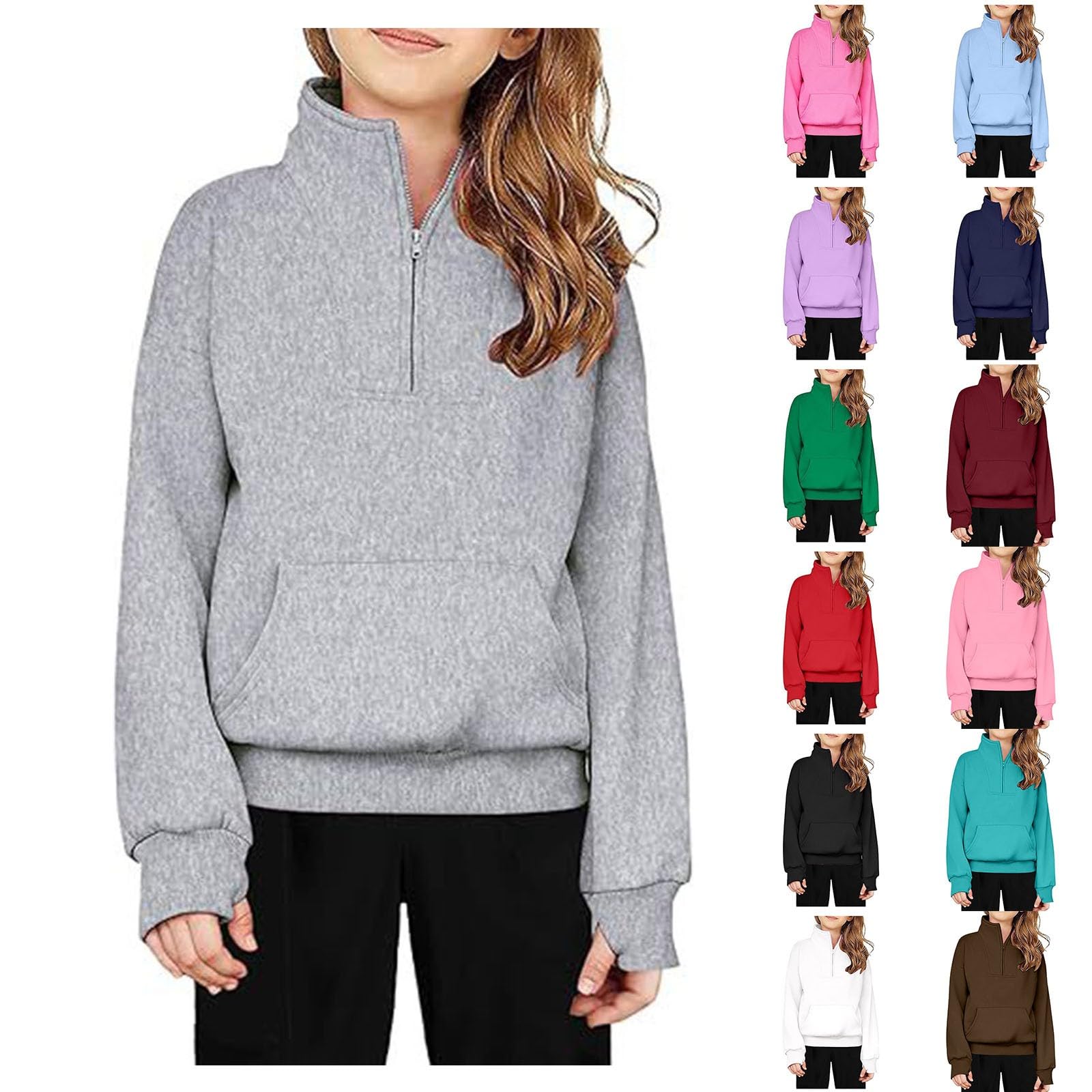 Girls Cropped Sweatshirt Soft Pullover Long Sleeve Shirts with Thumb Hole Fall Tops for Teens