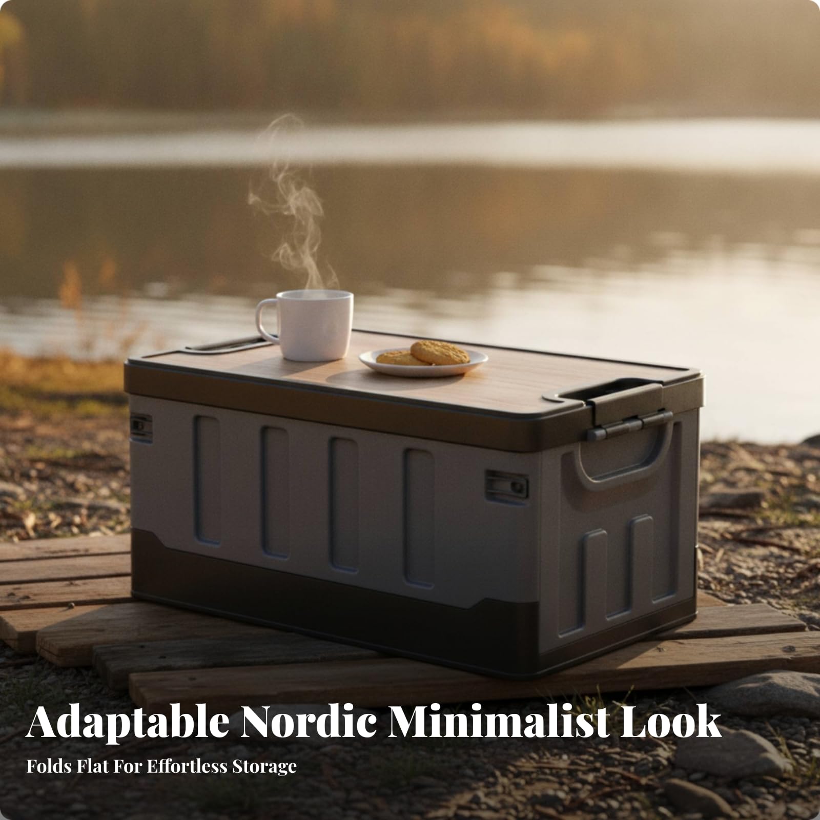 Zusammenklappbar Campingbox mit Deckel | integrierte seitliche Tragegriffe, Klappbox mit Deckel, platzsparend, Aufbewahrungsbox Griffen, Autofahrer, 60L Wasserdichte Tasche