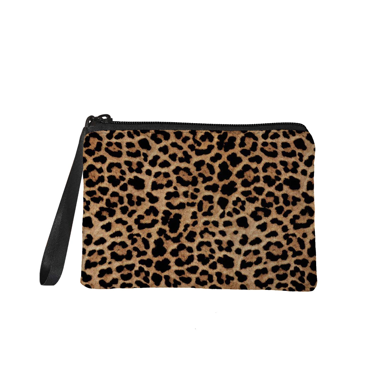 TOADDMOSBrown Leopard Animal Print Small Coin Purse,Wild Cheetah Change Purse Pouch Mini Wallet Coin Bag with Zipper for Women