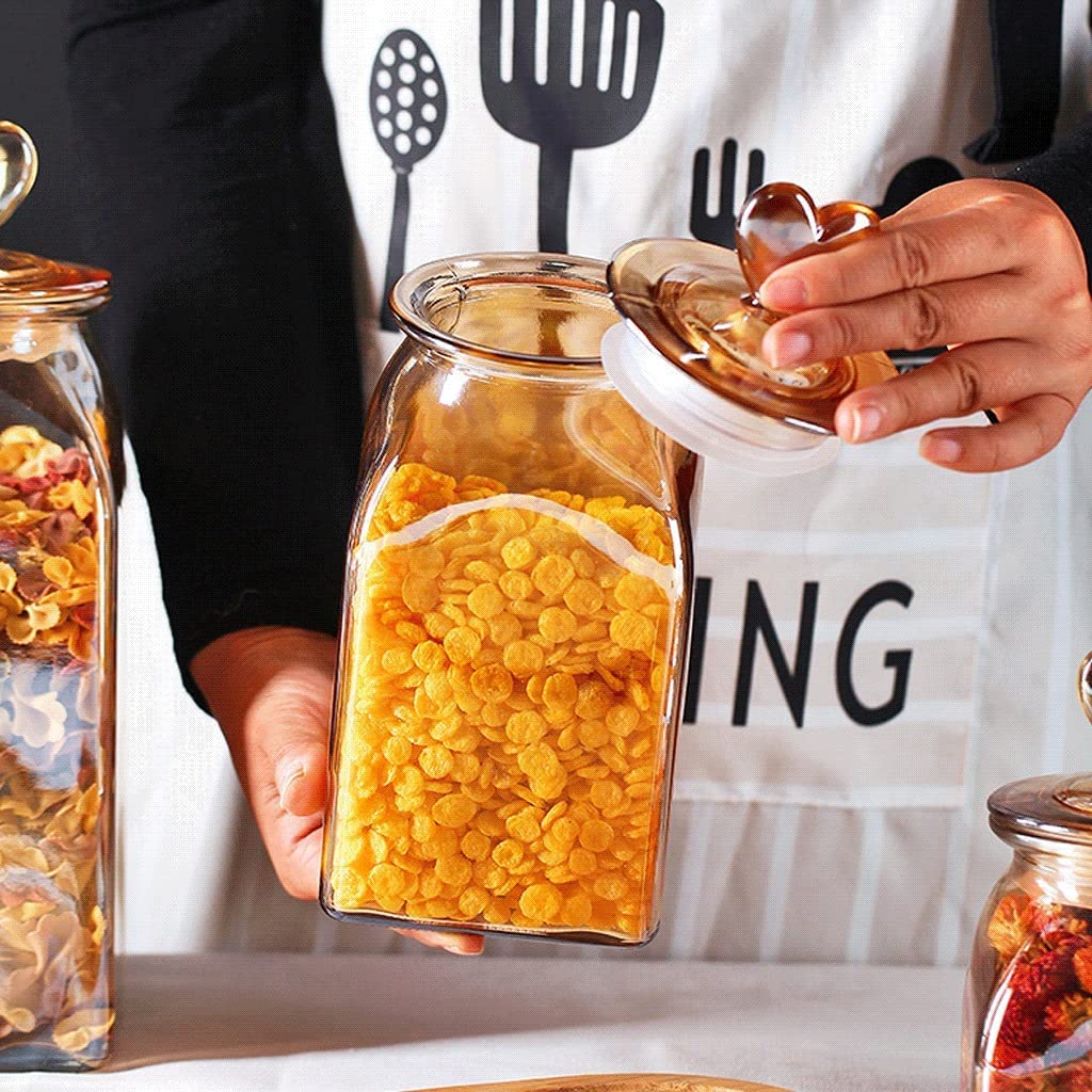 Recipiente de almacenamiento de vidrio de 2 uds con tapa transparente, tarro de almacenamiento de alimentos para cocina, contenedor de almacenamiento pequeño para dispensador de alimentos y café Kimchi