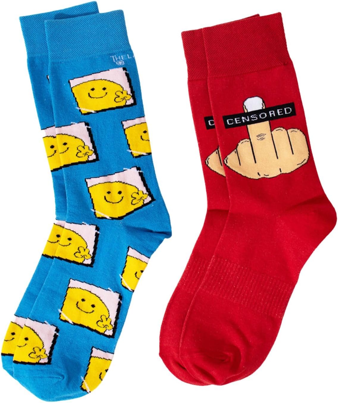 Colourful Quirky Socks - 100% Combed Cotton Funky Printed Socks for Men & Women | Crew Length Socks | Unisex, Breathable, Odour Free, Free Size | Pack of 2 Pairs