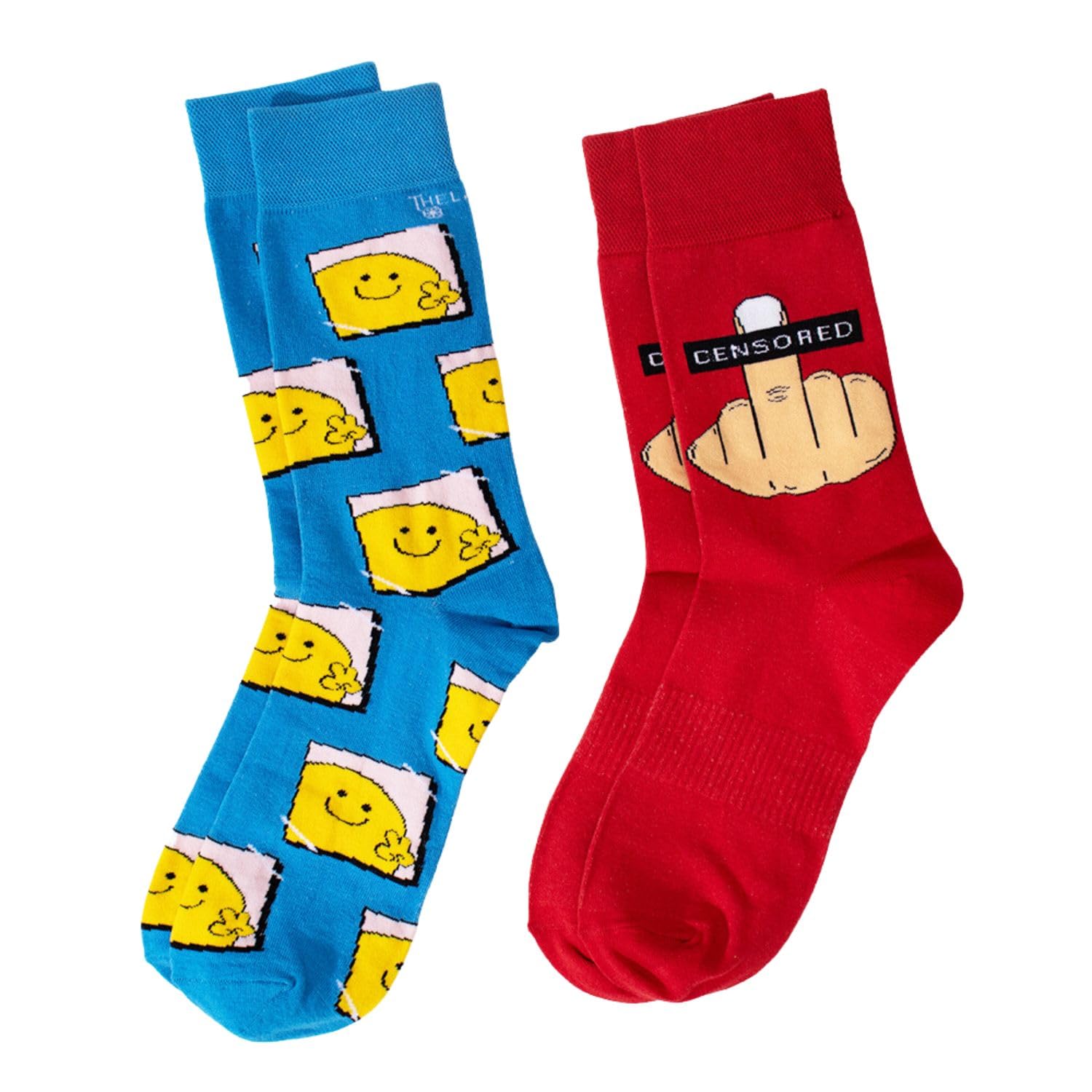 Colourful Quirky Socks - 100% Combed Cotton Funky Printed Socks for Men & Women | Crew Length Socks | Unisex, Breathable, Odour Free, Free Size | Pack of 2 Pairs