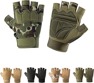 Boys Breathable Padded Fingerless Motorcycle Gloves Half Finger Gloves for Cycling Hiking Climbing Outdoor Sports