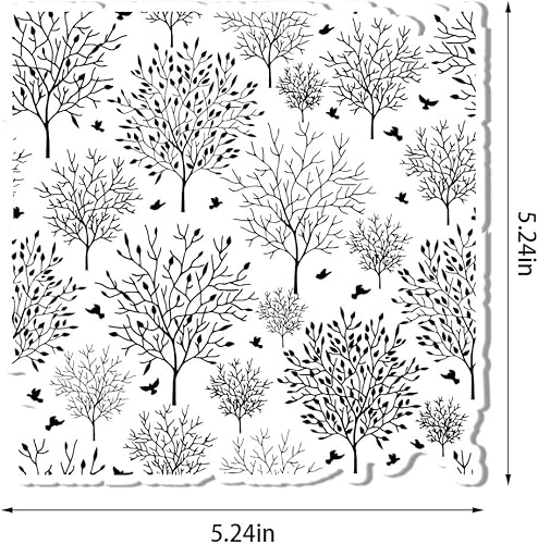 Miniatura 2 de Sellos transparentes de fondo de árbol de Navidad para hacer tarjetas, árbol de pájaro de invierno, sellos de goma transparente para diario de