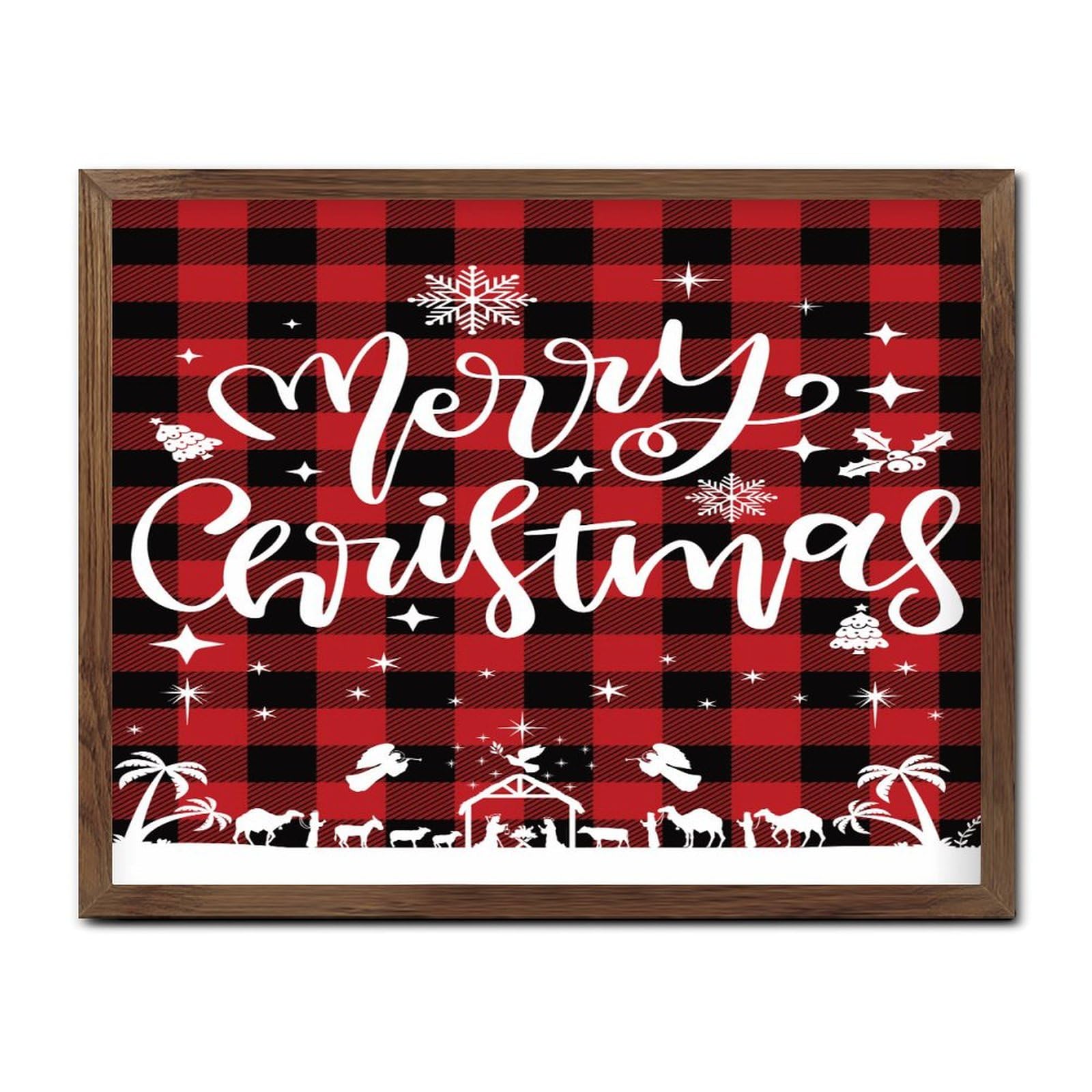 Panneau bois Merry Christmas 40x50 cm pour décoration de Noël extérieure et murale