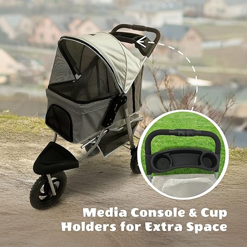 Miniatura 12 de Critter Sitters Cochecito para perros y gatos de 4 ruedas para perros y gatos de tamaño mediano o grande con ventanas de malla transpirable