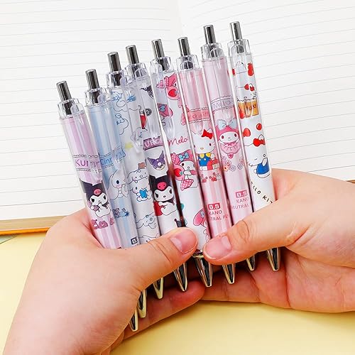 Miniatura 5 de QUQMDKL 5 bolígrafos de gatito con 4 bolígrafos de gel de dibujos animados de gatito de tinta negra de 0.020 in, regalo escolar para estudiantes
