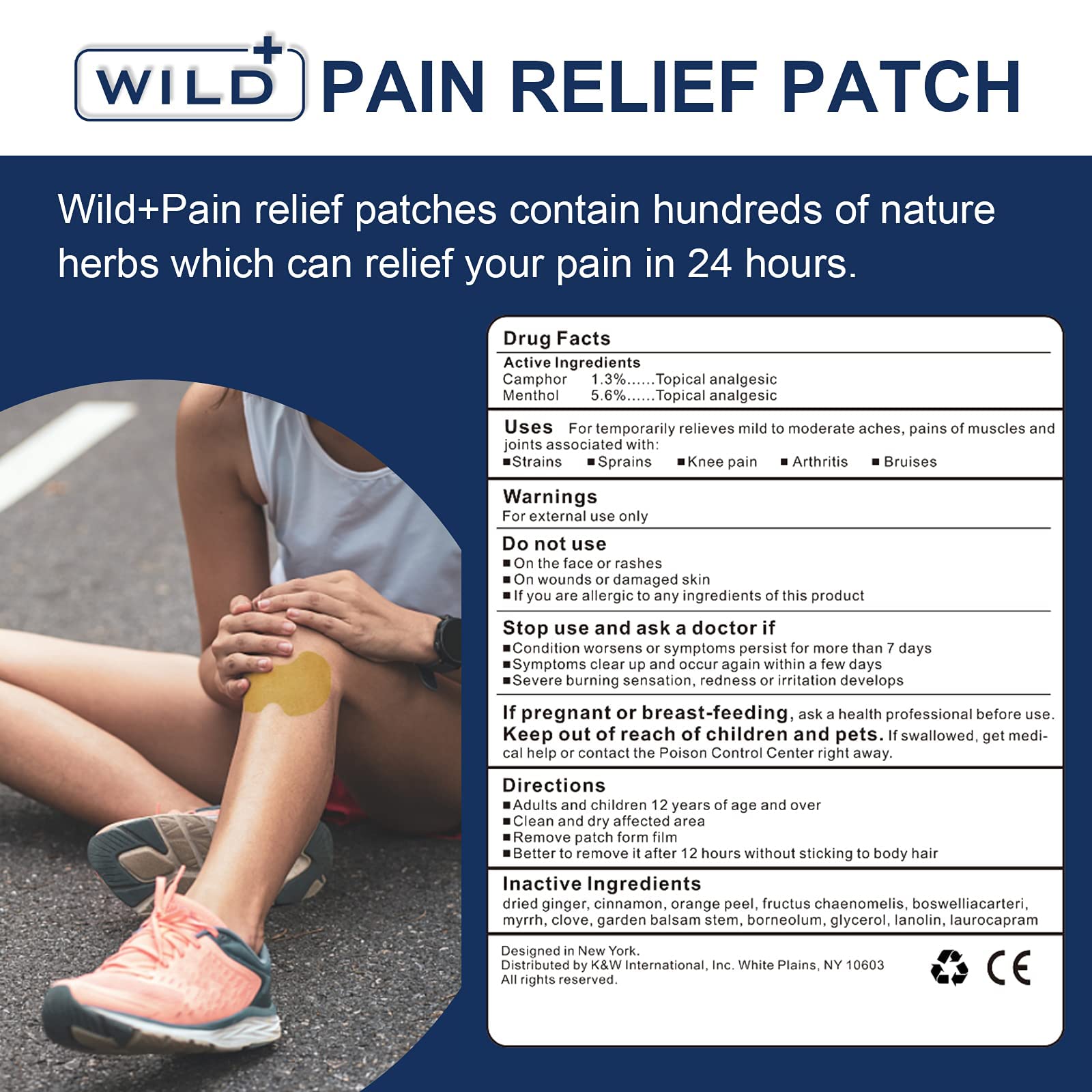Knee Pain Relief Patch Large, Maximum Strength Fast Acting Long