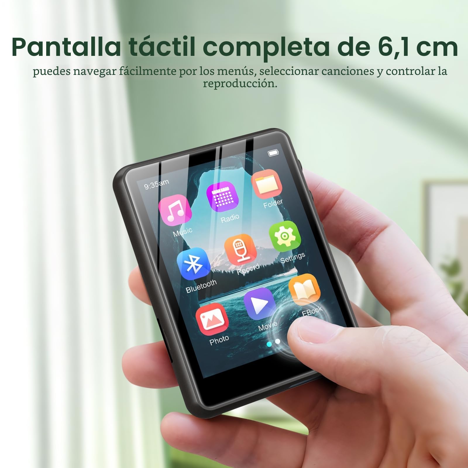 128 GB Reproductor MP3 Bluetooth 5.3, Reproductor MP3 Deportivo ZAQE con Pantalla Táctil de 2,4", Altavoces de Alta Definición Integrados, Radio FM, Entrada de Línea, hasta 512GB (Negro)