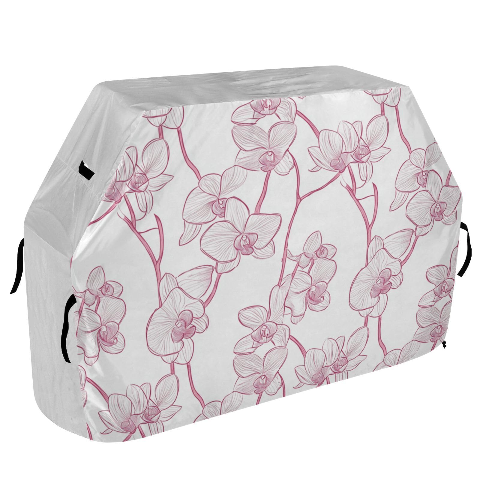 Orchid Simple Line Art Pokrowiec na grill gazowy, 158 cm, wodoodporny, wytrzymały, odporny na rozdarcie, odporny na blaknięcie materiał, pokrowiec na grilla z regulowanym sznurkiem na kurz i wiatr