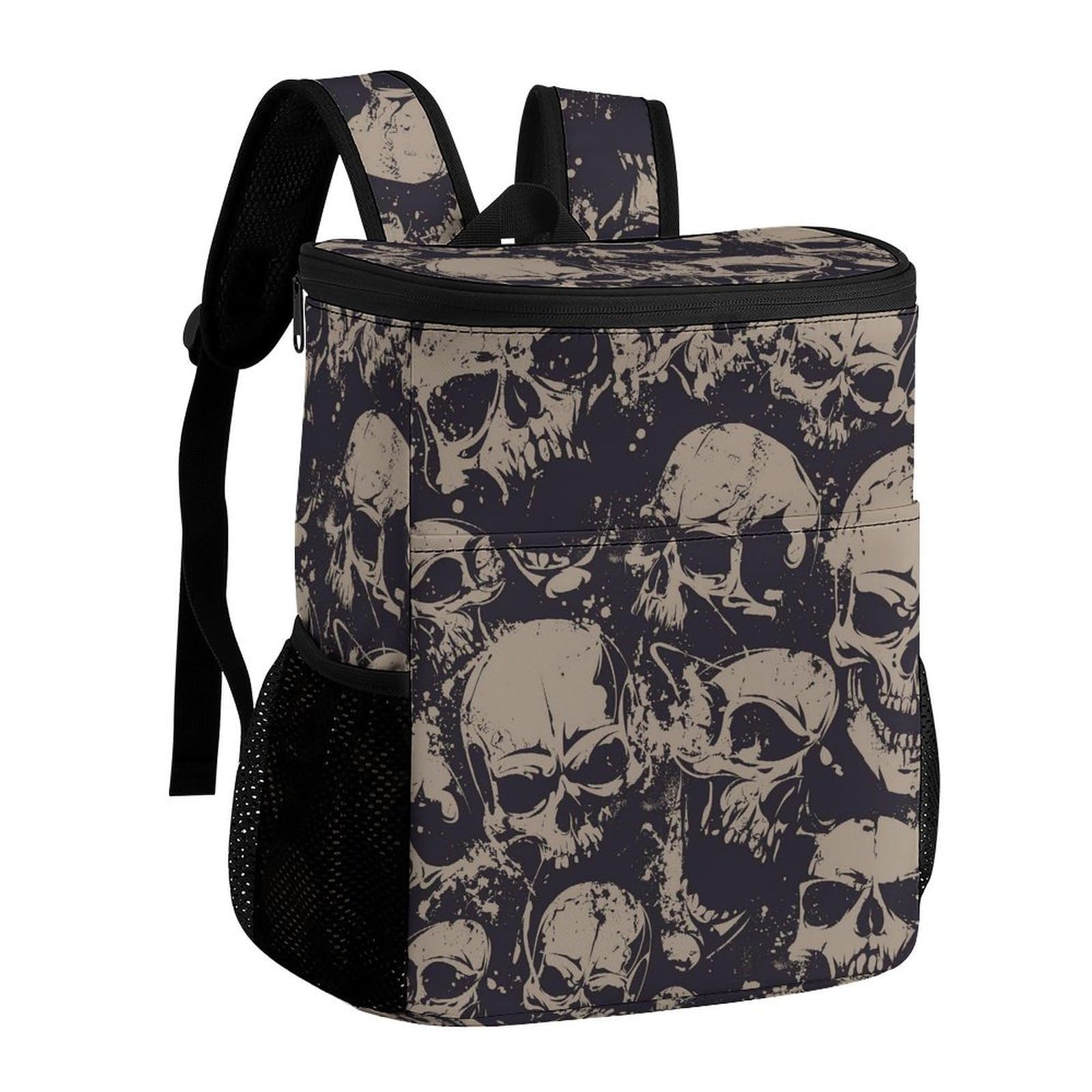 Many Skulls Get Together Sac à dos isotherme étanche en polyester sergé robuste avec sangles rembourrées réglables pour pique-nique, camping, activités de plein air