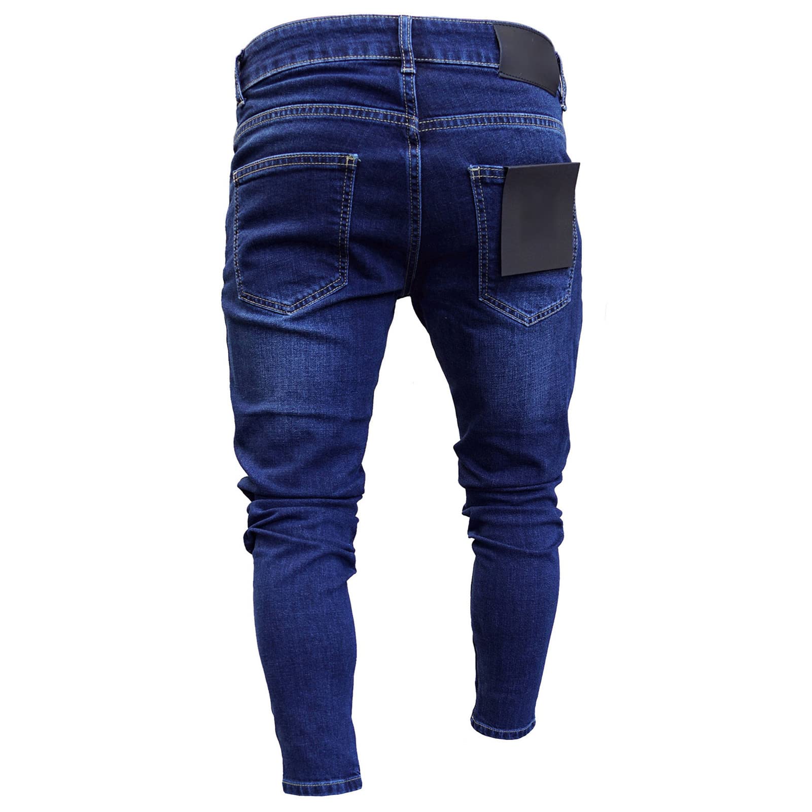 Men's Skinny Distressed Jeans Destroyed Stretch Denim Pencil Pants Vintage Ripped Slim Fit Ankle Zipper Jean (Dark Blue,3X-Large)