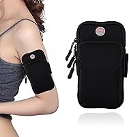 Avkoohum Adjustable Running Armband for iPhone & Android - Sweatproof Workout Phone Holder for Jogging, Gym, Cycling (Black)