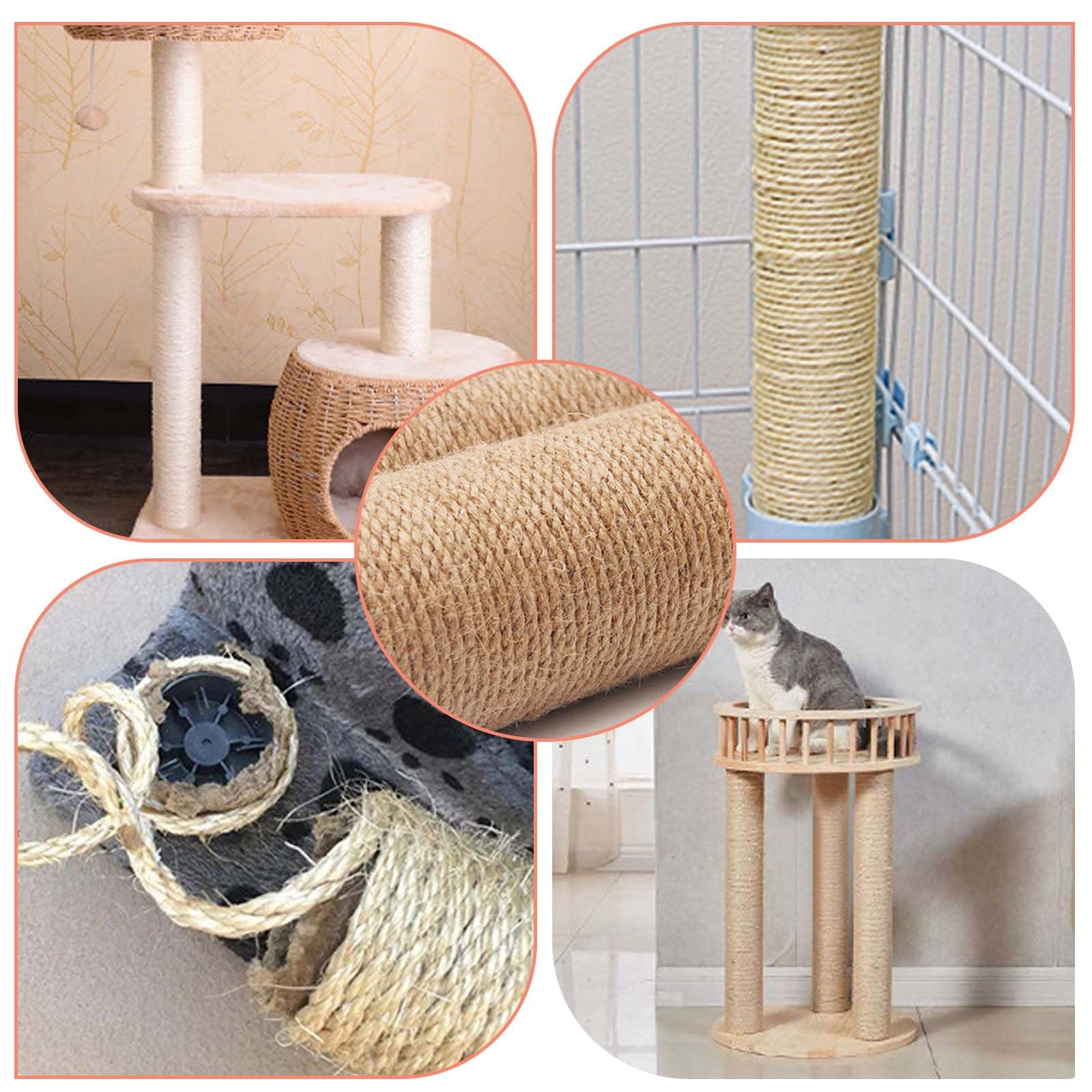 2 rascadores de repuesto para gatos, longitud de 40 cm, árbol rascador de sisal natural, columna rascador con tornillos M8, piezas de repuesto para renovación, manualidades