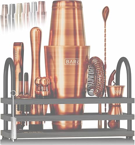 Miniatura 14 de BARE BARREL® Mixology Bartender Kit Bar Set | Juego de coctelera de 14 piezas | Herramientas de mezcla de barware para martini para bartending en