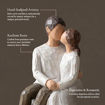 jinhuoba Romantic Couple Figurines, Couple Kissing on A Bench Sculpture