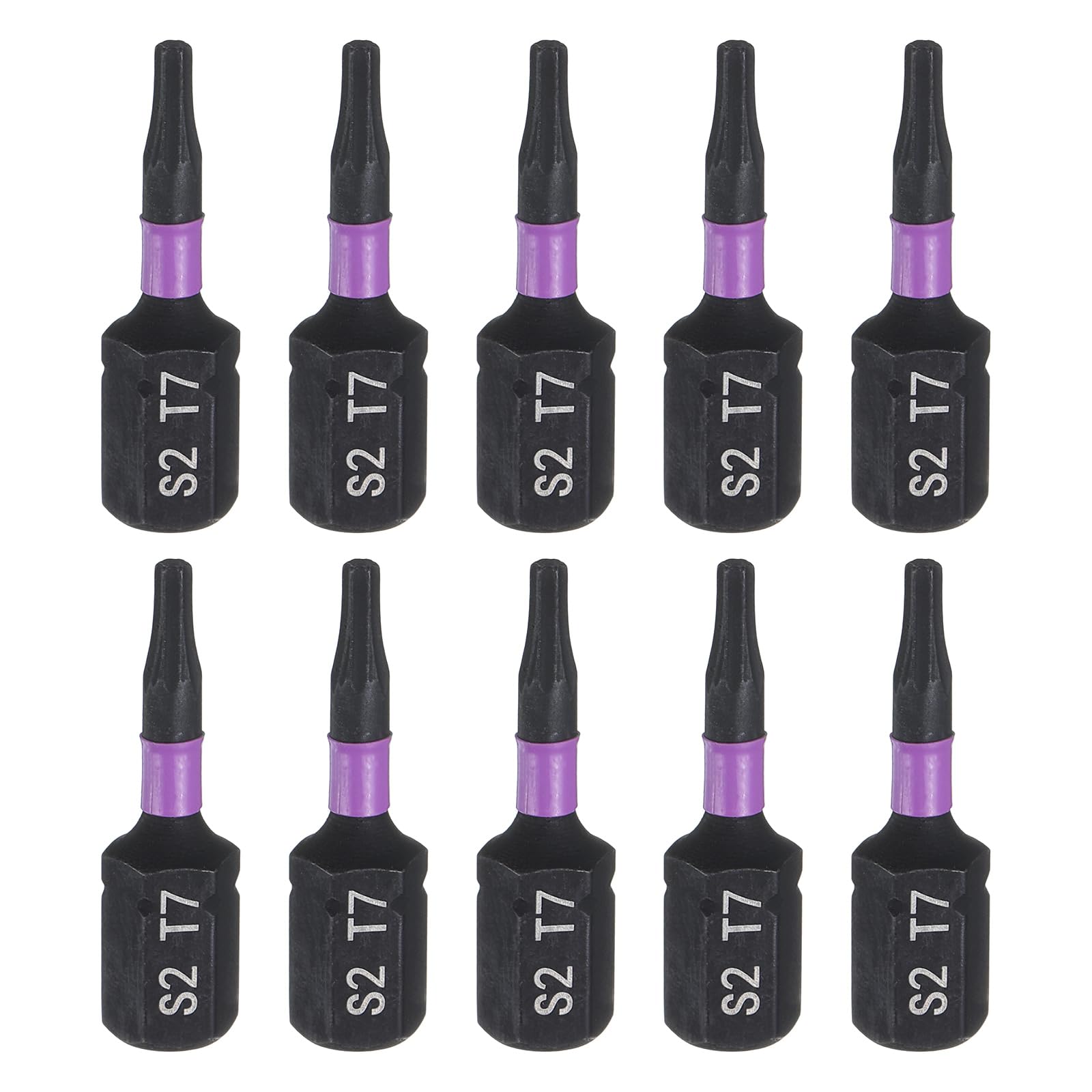 sourcing map 10pcs T7 Torx Screwdriver Bit 1/4" Hex Shank 25mm/1" Length Magnetic Star 6 Point Head S2 Steel Screw Driver Bit for Electric Manual Screwdrivers Precision Repair