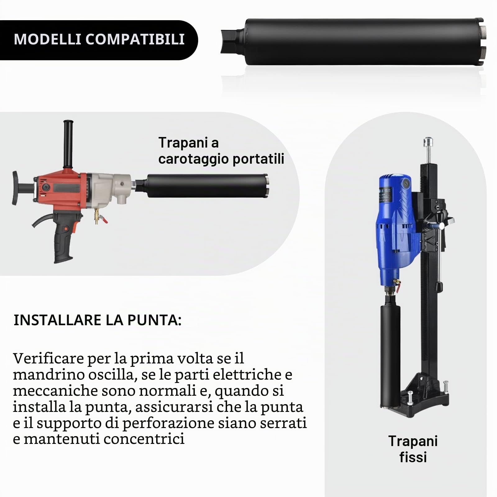 CPROSP Corona Diamantata UNC da 1¼" con Adattatore SDS Plus, L 420 mm | Corona a Nucleo DM 82 mm; Punta per Trapano in Calcestruzzo; Cemento Armato; Muratura e Pietra