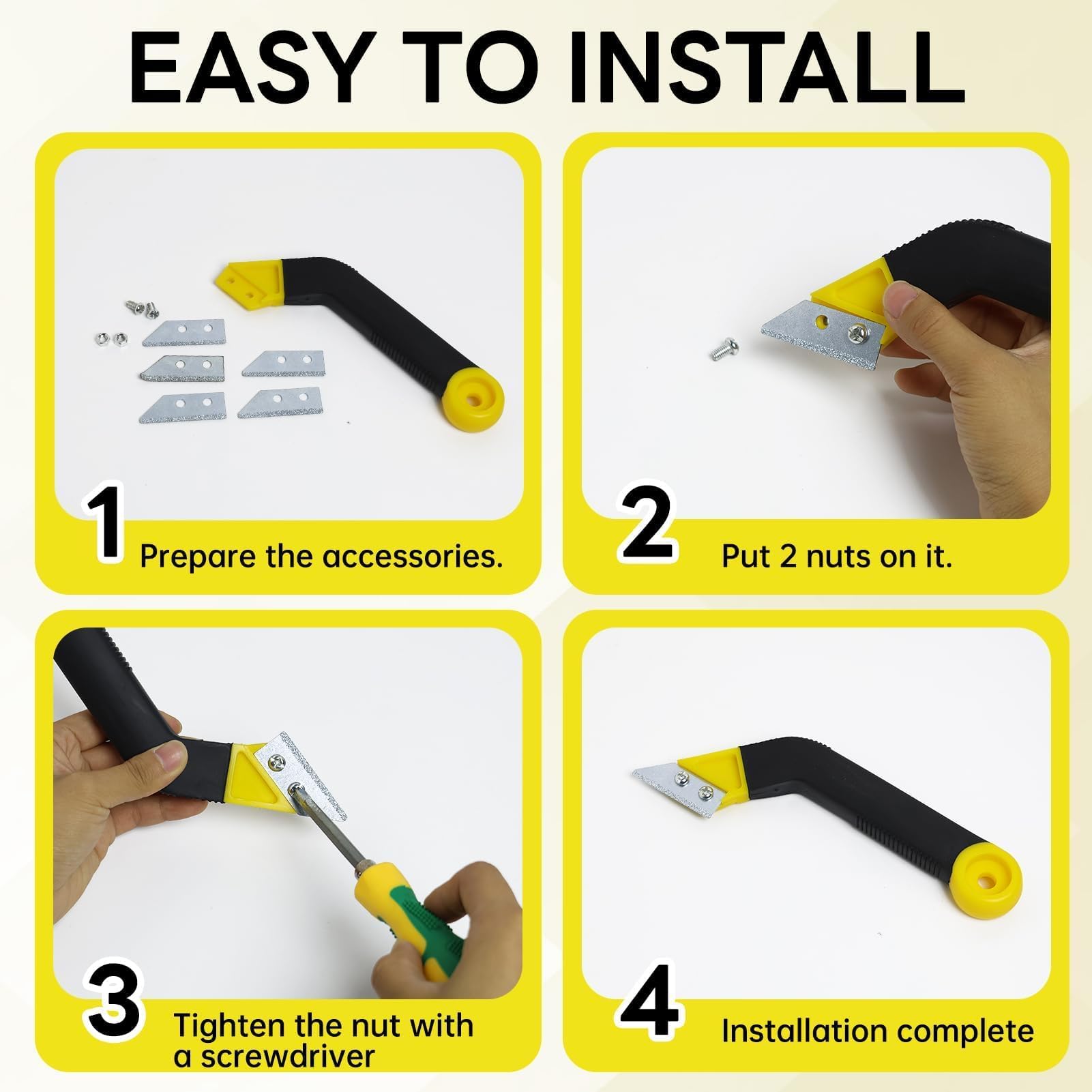 Raschietto Per Fughe Piastrelle - Set Con 4 Lame Di Ricambio - Foto 3