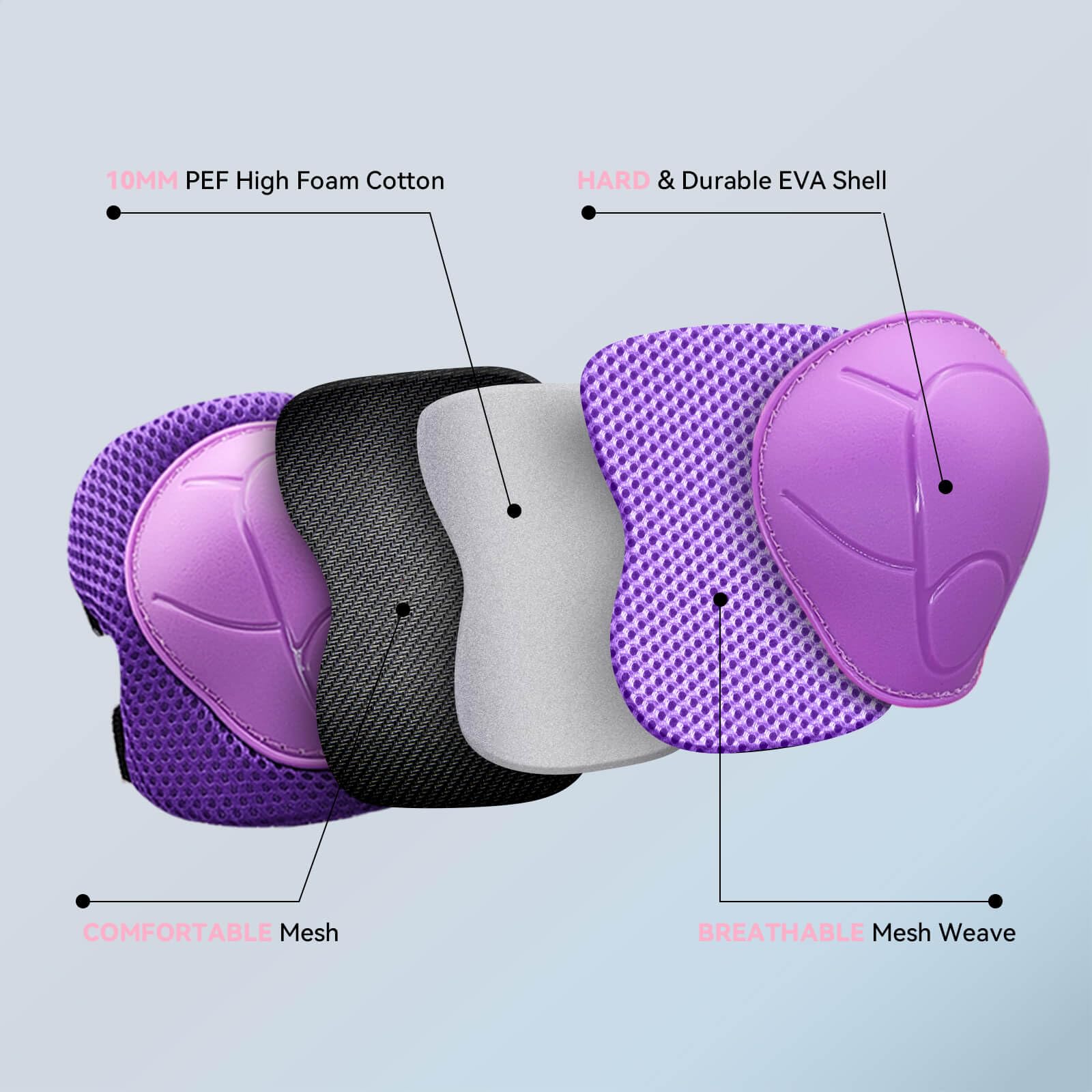 Inkidio Knee Pads for Kids Unicorn Protective Gear Set Knee Pads and Elbow Pads Set with Wrist Guard for Girls Boys Roller Skates Inline Skatings Scooter Cycling Bike Skateboard (Small, Purple)