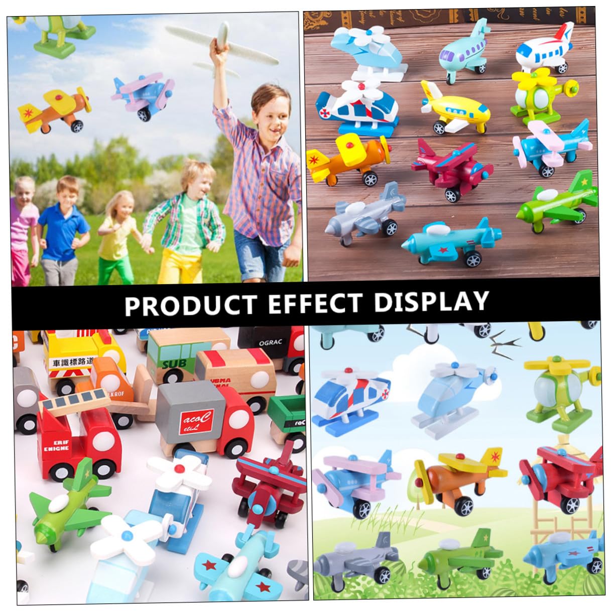 ERINGOGO Mini Aviones de Juguete de Madera, 12 Piezas para Niños