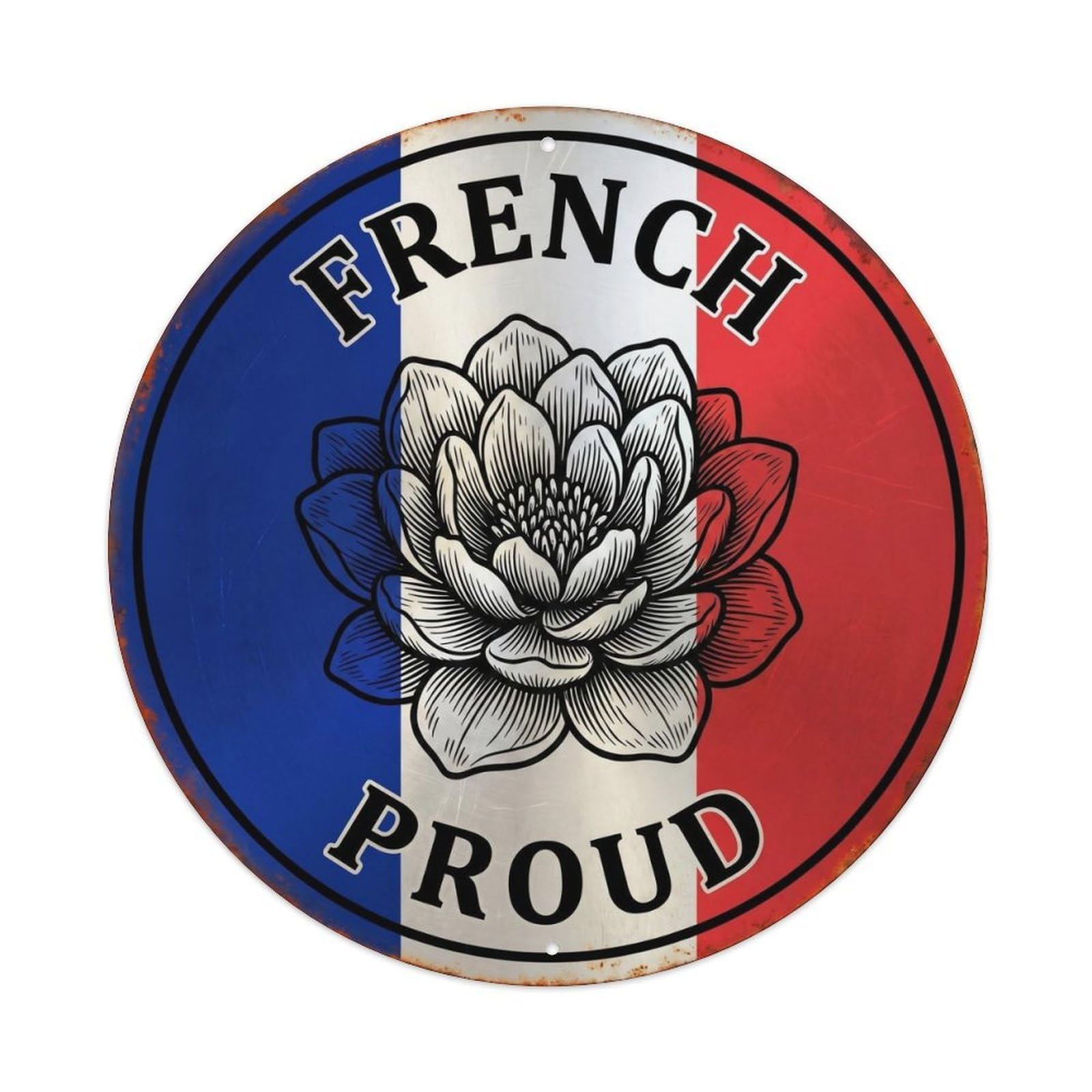 Olhnbad Style French Proud Lavender Botanical Heritage Emblem Metal Tin Sign