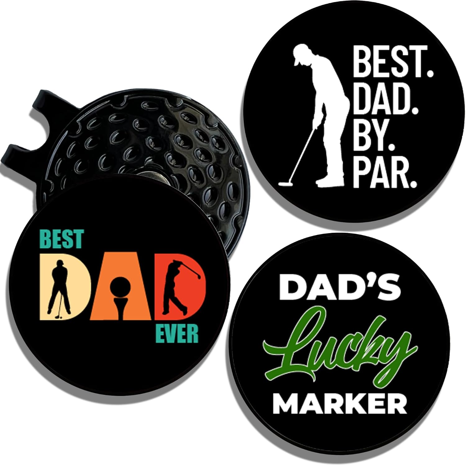 Wolf Golf Towels Golf Ball Marker Hat Clip | Dad Gifts & Grandpa Gifts | 1 Magnetic Clip + 3 Ball Markers | Golf Accessories for Men