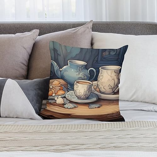 Miniatura 7 de Pillowcase Coffee Kitchen Cojines Decorativos para Sala Coffee Theme Decorative Pillowcase Square Cushion Cover for Bed Sofa Living Room 22 "x22