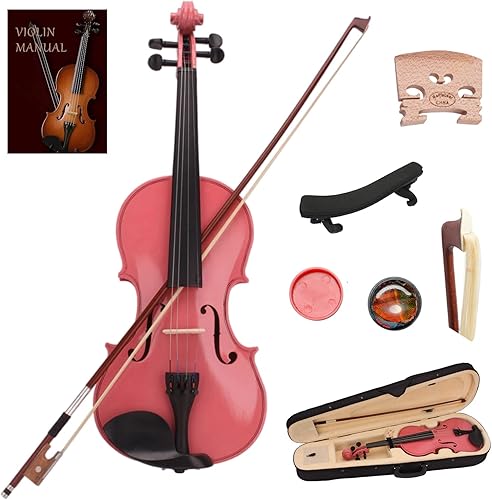 Miniatura 14 de BELANITAS Violín rosa para niños de 9 a 12 años, violín para principiantes de 1/4 con estuche rígido y colofonia, instrumentos musicales acústicos