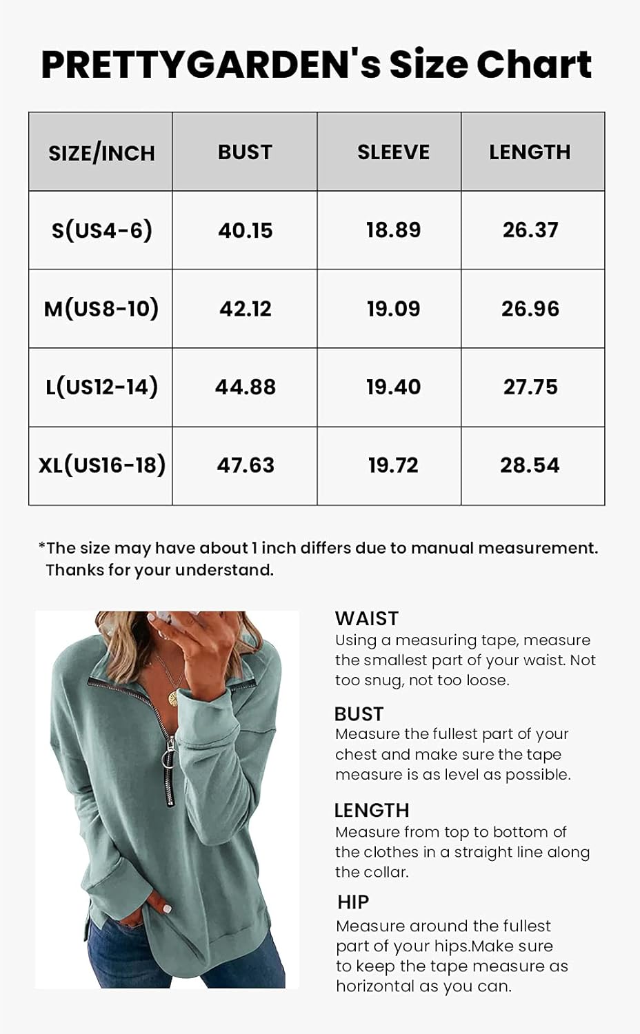 PRETTYGARDEN Women's Causal 1/4 Zip Pullover Long Sleeve Collar Sweatshirts Solid Activewear Running Jacket at  Women’s Clothing store